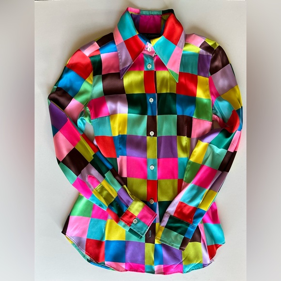 Dolce & Gabbana Tops - DOLCE & GABBANA fitted silk satin button down shirt blouse. Pristine. Sz 38